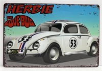 Cute Herbie the Love Bug Metal Sign 8" x 12"