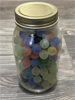 Mason Jar Of Assorted Marbles!