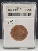 1899-O $10 Gold Liberty ANACS MS61