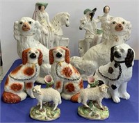 Lot: 9 Pcs.: Staffordshire Porcelain Figures.