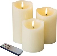 Set of 3 Ivory Flameless RC Pillar Candles