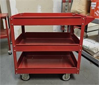 Red Metal Utility Cart w. Casters