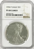1994-P PF68 Cameo $1 Silver Eagle.