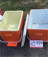 COOLERS (3), 1 WITHOUT LID