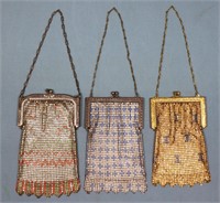 (3) Whiting & Davis Enameled Chainmail Purses