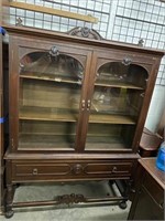 Antique Mahogany China Cabinet 46"L x 15.5" W x