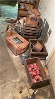 Large Lot of Wooden Crates, Books, and Tobacco