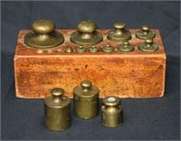 Antique Solid Brass Scale Weights - 3 Missing