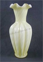 Fenton Glass Candleglow Yellow Overlay 11" Vase