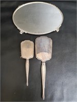 Antique Hair Brush, Hand Mirror & Vanity Mirror