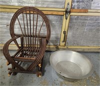 Small Decorative Wicker Chair and Wash Basin,
