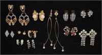 12pc Vintage Rhinestone Screw on & Clip Earrings