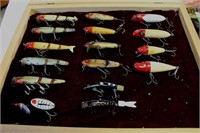 Display Case with Antique and Vintage Lures