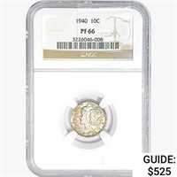 1940 Mercury Silver Dime NGC PF66