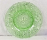 Ornate Green Cut Glass Serving Plate