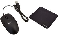 AMAZON BASICS 3-Button USB Optical Mouse Black