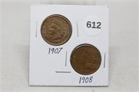 1907 and 1908 Indian Head Cents