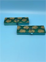 Green Silk Fabric Oriental Storage Boxes