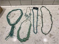 Lot of turquoise colored fashion beaded jewelry