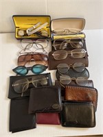 Assorted vintage eyeglasses, cases, watches and