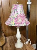 Table lamp with beautiful pink shade