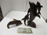 Hand carve wooden fish & whale