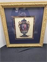 Framed Urn and Rose Print 
By Helen Brown