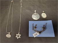925 Sterling Silver Necklaces, Pendants, Set.