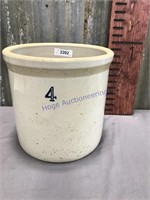 4-gallon crock, usual age cracks, chips