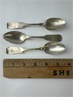 (3) Leonard Huber sterling silver teaspoons 45