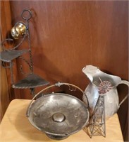 Beverage pitcher, tray, retro shelf, windmill