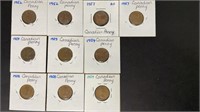 1952, 1957, 1958 & 1959 Canadian Pennies. *SC