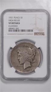 1921 Peace $ NGC VF Details High Relief