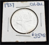 1937 CAD .25c Coin