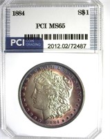1884 Morgan PCI MS65 Purple Rim