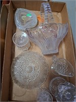 crystal vase, dish, misc items