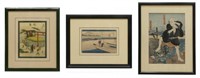 (3) FRAMED JAPANESE UKIYO-E WOODBLOCK PRINTS