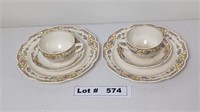 ANTIQUE CHINA PLATES, SAUCER, AND TEA CUPS