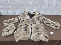 Fur coat and hat. Looks like rabbit. Aprox size M