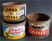 Chase & Sanborn, Natco & Sanka Coffee Cans