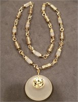 Frosted Glass Pendant Necklace w/30" Chain