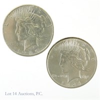 1924 & 1925 Silver Peace Dollars (2)