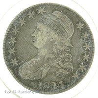 1824 Silver Capped Bust Half Dollar (VG?)