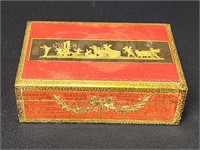ITALIAN FLORENTINE WOODEN BOX RED WITH CHERUBS