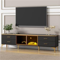 ZNTS ON-TREND Stylish LED TV Stand Marble-Veined