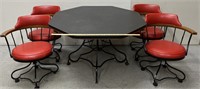 Iron & Upholstered Table & Chairs