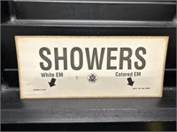 Dept. Of the Army Showers Sign White/Colored
