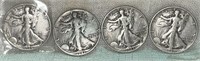 (4) Silver Walking Liberty Half Dollars: 1940-S,