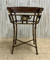 Metal Base Elephant End Table with Rattan Tray Top