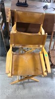 2 FOLDING LEATHER & WOOD DIRECTORS CHAIRS